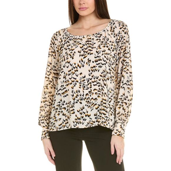 NWT CAbi #4335 Women's Safari Leopard Print Round Trip Blouse Top Size Large - Picture 1 of 7